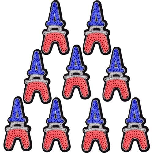 10PCS Tower sequin applique patches for clothing applique iron on patch for clothing embroidered iron-on patch for clothes badge
