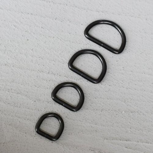 100 Pcs 15/20/25/30mm Black Metal D Ring DIY Mountaineering Bag Dog Collar Leash Belt Sewing Garment Pursestraps Clip Clasp