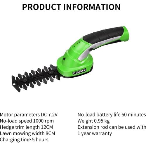 2 in 1 Cordless Grass Shears, Hedge Trimmer, Electric Pruning Shears with Rotating Handle for Clean Lawn Edges US Plug EU Plug