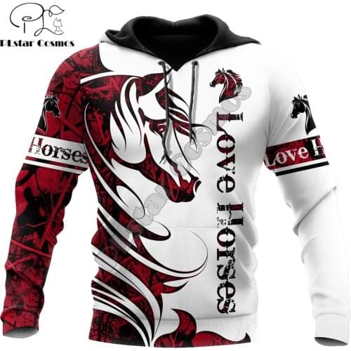 2020 Fashion Mens hoodies Horse Camo Red Printed 3D Hoodie Sweatshirt Harajuku Streetwear Unisex Casual Jacket Tracksuit DW0136