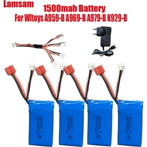 Lamsam High capacity battery for JJRC Q39 Wltoys A959-B A969-B A979-B K929-B RC Car Spare Parts 7.4V 1500mah Li-po Battery