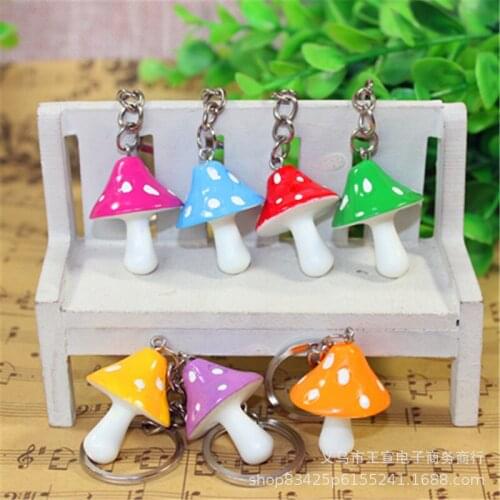 Acrylic Cute Simulation Mini Mushroom Keychain Lovely Keyring Backpack Pendant Women Girl Men Key Chain Trinket Gift