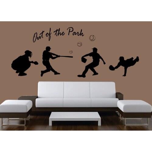 Baseball Players Out Of the Park Set Wall Art Sticker Sports Poster Wall Stickers For Kids Rooms Boys Bedroom Murals Vinyl A433