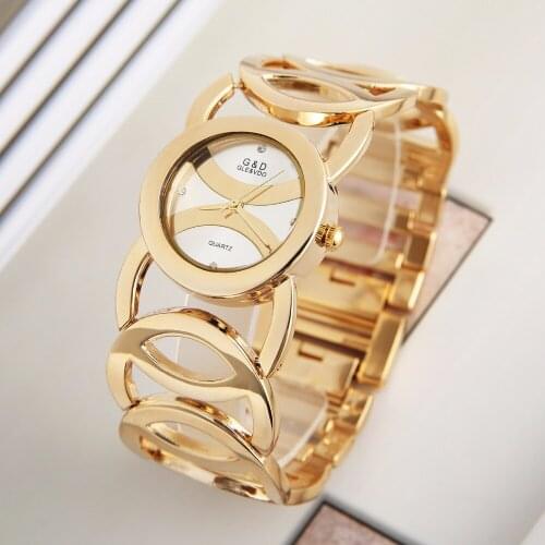 2018 G&D Luxury Brand Womens Bracelet Watches Gold Fashionable Womens Quartz Wristwatches Ladies Dress Watch relogio feminino