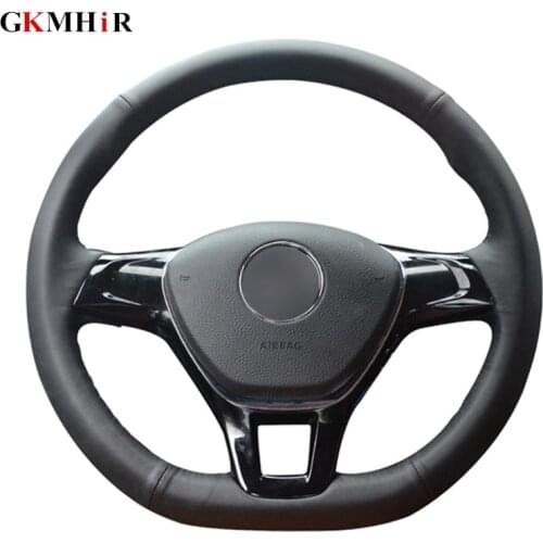 Handsewing Black Artificial Leather Steering Wheel Covers for Volkswagen VW Golf 7 Mk7 New Polo Passat B8 Tiguan Sharan Jetta