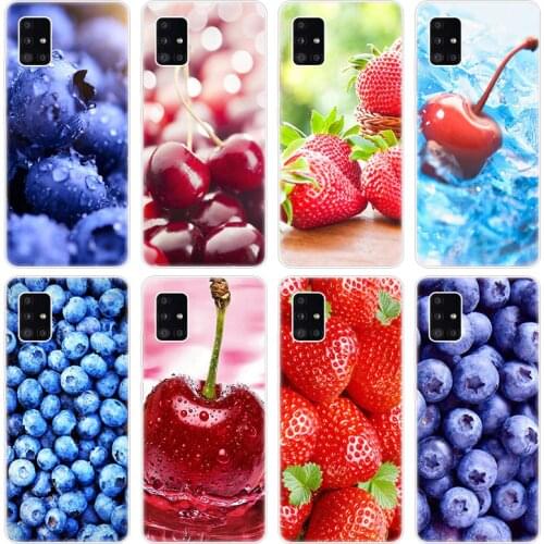 Fruit cherry Blueberry Strawberry Case for Samsung Galaxy A12 A02 A03S A21S A22 A32 A52 A72 A82 S21 Plus FE Ultra M02S M12 Cover