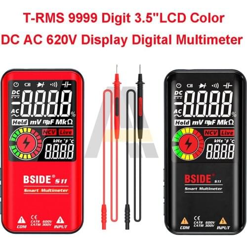 9999 T-RMS 3.5"LCD Color Display Digital Multimeter DC AC 620V Voltage Capacitance 60Ohm 99.999mf 60KHz Live Wire Tester Charged