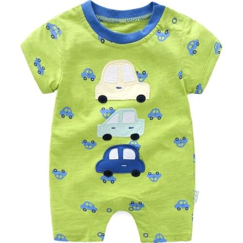 Kids Baby Boys Short Sleeve Cotton Romper Infant Cars Snaps Clothes Toddler Summer One Piece Jumpsuits