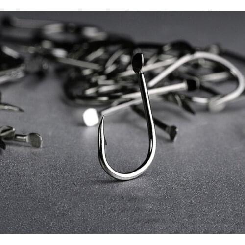 DYGYGYFZ 100pcs/box Fishing Hooks Set Carbon Steel Single Circle Fishhook Fly Fishing Barbed2#-12# Carp Hooks Sea Tackle