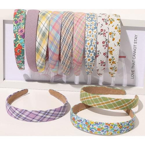 2020 Women Plaid Fashion Hairband Rirls Retro Floral Print Elastic Hairbands Wide Brim Headband High Quality Hair Accessories
