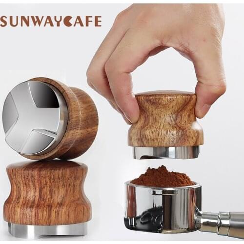 Rose Wooden Coffee Tamper 51/53/58MM 304 Stainless Steel Coffee Distributor Coffee Powder Hammer 3pulp Base Coffee Accessories