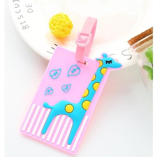 Kawaii Suitcase Luggage Tag Cartoon Animal Giraffe Travel Accessories Silica Gel ID Address Holder Baggage Label Gift Travel Tag