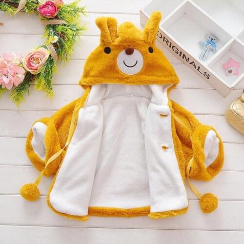 Autumn Warm Cartoon Floral Print Coat Infant Baby Girls Cloak Design Jacket Cute Kids Outerwear