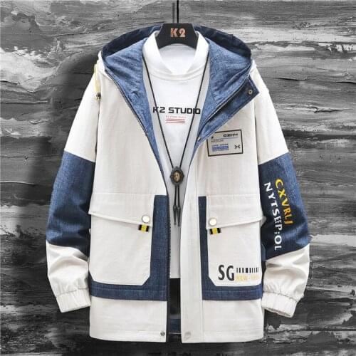 2021New Trend Style Hooded Jacket Mens Thin Hip Hop Street Outerwear Casual Cargo Bomber Zipper Windbreaker Man Big Size M-3XL