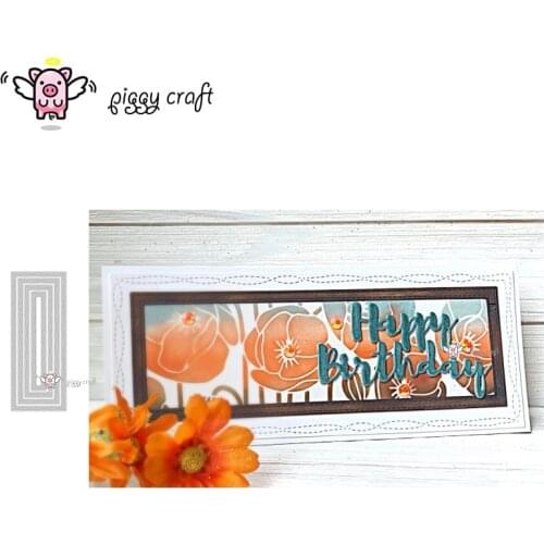 Piggy Craft metal cutting dies cut die mold Wavy line rectangle frame Scrapbook paper craft knife mould blade punch stencils die