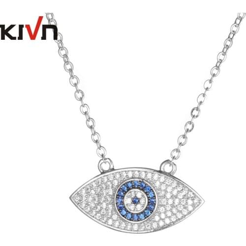 KIVN Fashion Jewelry Turkish Blue eye CZ Cubic Zirconia Womens Girls Bridal Wedding Pendant Necklaces Christmas Birthday Gifts