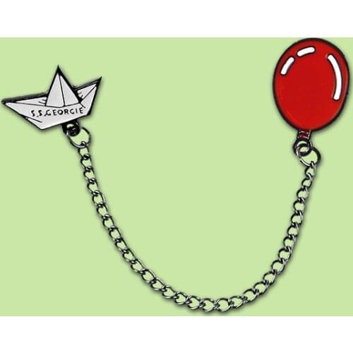 Fashionable Red Balloon With s.s ceorcie Sailboat Chain Link Brooch Movie Child Interest Lapel Pins For Kids Bag Accessories