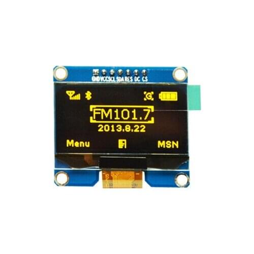 1.54 inch 7P Yellow OLED Module SSD1309 Drive IC Compatible for SSD1306 IIC / SPI Interface 128*64