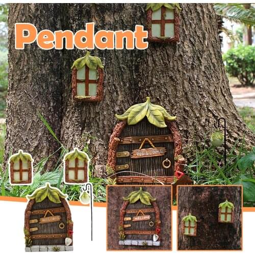 New Small Decorations Home Outdoor Decorations Resin Adornment Luminous Door Window Set Decorations Garden Tree Hanging