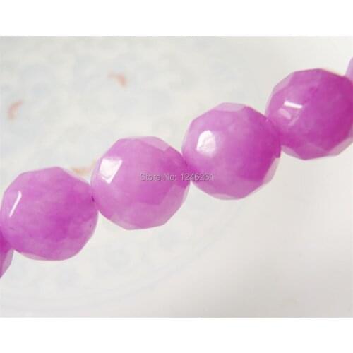 Charming 12mm Rose Red Chalcedony Faceted Round Loose Beads Fashion Jewelry Semi-Precious Natural Stone 15" "Wholesale Price