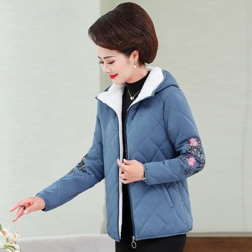 Mom Fall and winter clothes Cotton Middle agedunder Cotton clothes Short Add small cotton cloth Womens Warm coating Large size