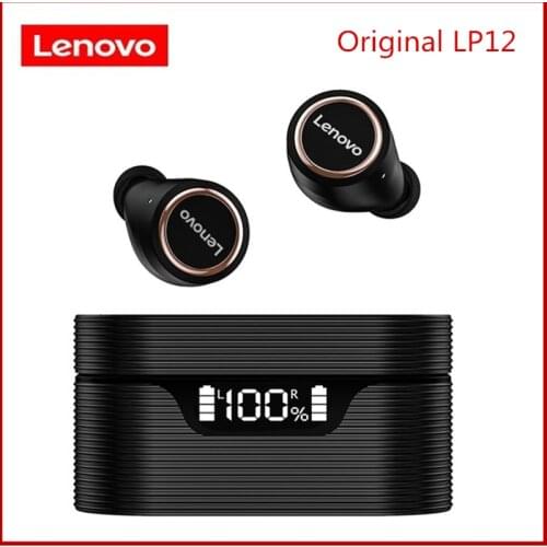Original Lenovo LP12 TWS Wireless Earphone Bluetooth 5.0 Dual Stereo Noise Reduction Bass IPX5 Waterproof Long Standby 400mAh