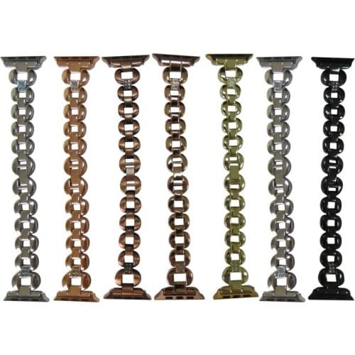 Apply to for apple apple set auger diamond watch stainless steel strap iwatch hand chain table strip led