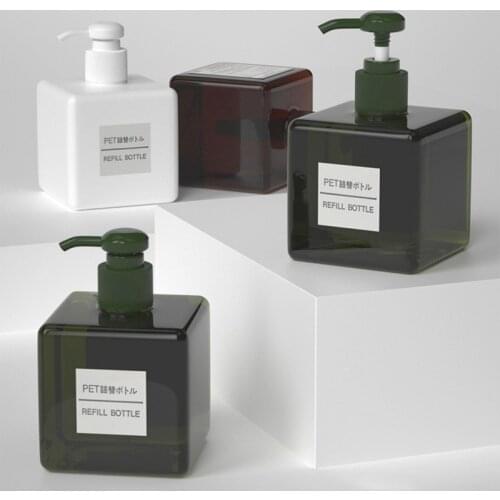 Clear Square Bottle Dispenser Soap Pump Empty Plastic Bottle Bathroom Travel Liquid Shower Gel Pump 250/450/650ml