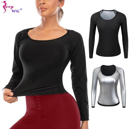 SEXYWG Sauna Shirt Waist Trainer Body Shaper Long Sleeve Slimming Shirt for Weight Loss Fat Burning Sweat Body Shapewear Tops