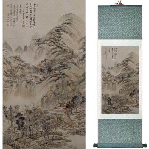 Old fashion painting landscape art painting Chinese traditional art painting China ink painting20190813004