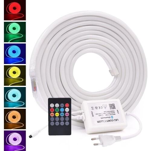 110V 220V RGB LED Strip Waterproof Neon Rope Light 5050 2835 120Leds/m Bluetooth Control Flexible LED Neon Lights Tape Ribbon