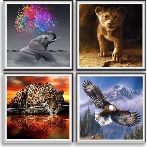 Tige Eelephant Animal Pattern Diamond Painting Square Round Diamond Decorative Painting Full Diamond Hanging Painting