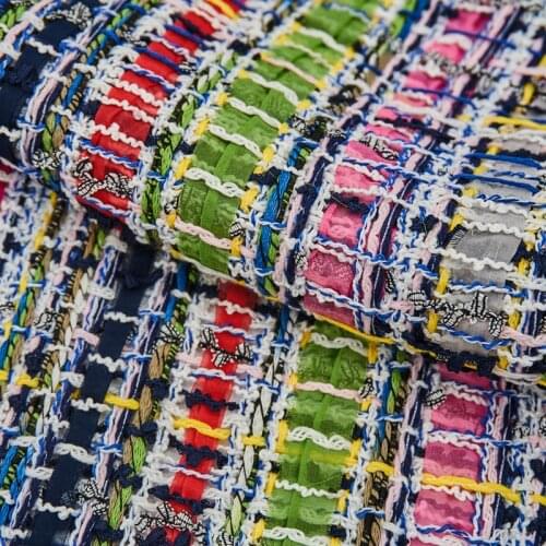 The Rainbow Stripe Soft Weaving Tweed Fabric For Coat Telas Por Metro Tissus Au MÈTre Ткань Для Шитья Sewing By The Yard Tecido