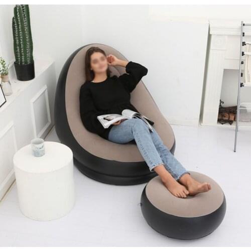 Outdoor Garden Lounger Beach Deck Chair Ottoman Living Room Sofa Furniture Modern Inflatable Folding Lazy Sofa Bed Pedal Stool