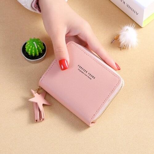 Wallet New Simple Square Ladies Wallet Short Zipper Small Wallet Tassel Mini Coin Purse Cute Coin Purse Porte-monnaie