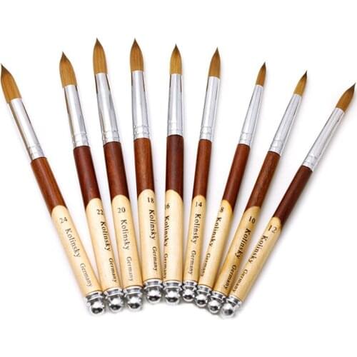 1PC Kolinsky Sable Acrylic Nail Art Brush No. 2/4/6/8/10/12/14/16/18 UV Gel Carving Pen Brush Liquid Powder DIY Nail Drawing