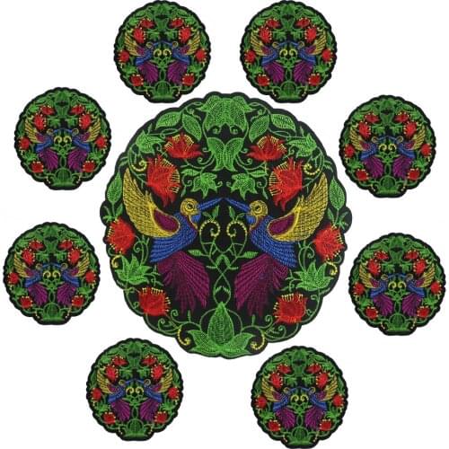 1PCS Round Badges Patches Crane Flower Patch Sew on Transfers for Clothing Embroidery Applique DIY Dress Women Clothes Stickers
