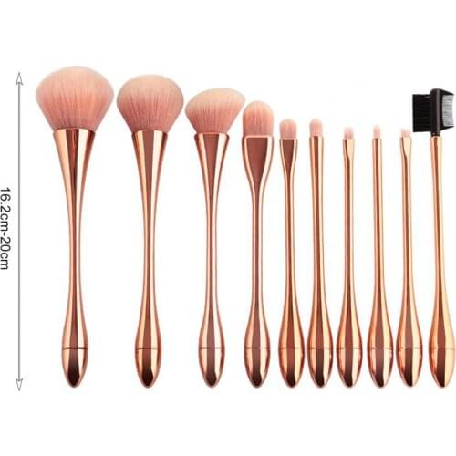 10Pcs/Set Makeup Brush Glossy Handle Smooth Brush Head Artificial Fiber Cosmetic Face Brush Set for Women