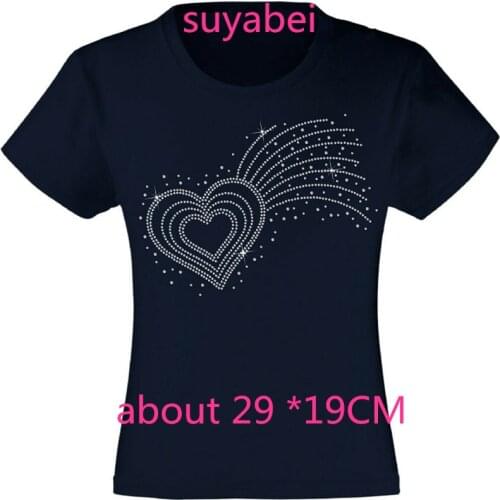 2pc/lot Heart shirt sticker transfers design iron on transfer patches hot fix rhinestone transfer motifs fixing rhinestones