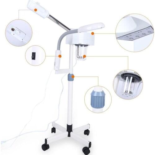 2 in 1 Professional Ozone Facial Steamer with 5X Magnifying Lamp Multifunctional LED Light, Spa Beauty Skin Care Equipment