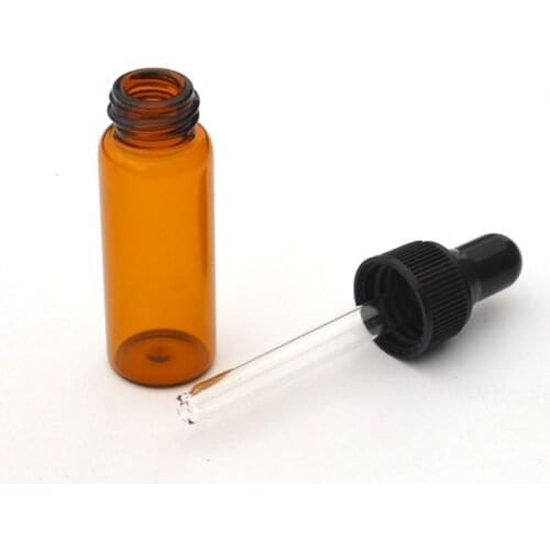 20pcs Amber 5ml Glass Bottle Sample Vial For Essential Oil Perfume Tiny Portable Bottle