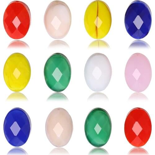 30Pcs Natural Stone Bead Flat 9x12mm Glass Oval Loose Beaded Cheap Beading Wholesale Chinese Crystal Jewelry Making Accessories