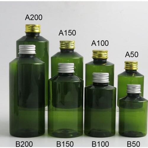 30 x Refillable 50ml 100ml 150ml 200ml Green Cream Skin Care Shampoo Bottle With Gold Silver Cap Hole Inserts