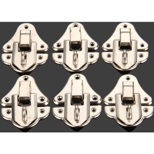 6Pcs Vintage Wooden Box Lock Decorative Latches Hasp Latch Toggle For Jewelry Wooden Suitcase Furniture Hardware With Screws