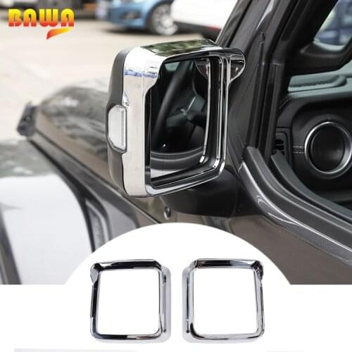 BAWA Car Rearview Mirror Rain Eyebrow Decoration Frame Stickers for Jeep Wrangler JL 2018+ for Gladiator JT 2018+ Accessories