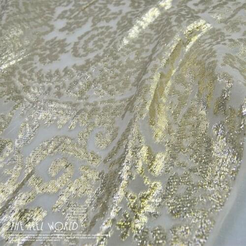 White gold cashew flower silk gold color light dress hanfu Chinese dress shirt fabric cloth