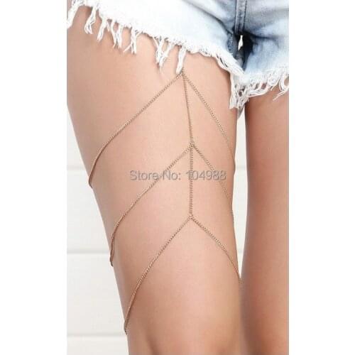 FREE SHIPPING STYLE L51 SIMPLE THREE LAYERS CHAINS CHAINS GOLD OR SILVER Colour Leg CHAINS BODY JEWELRY