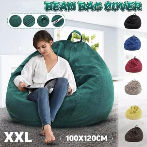 Storage Bedroom Bean Bag Cover Soft Corduroy Lazy Sofa Couch Adults Kids Lounger Nordic Style Living Room Chairs Without Filler