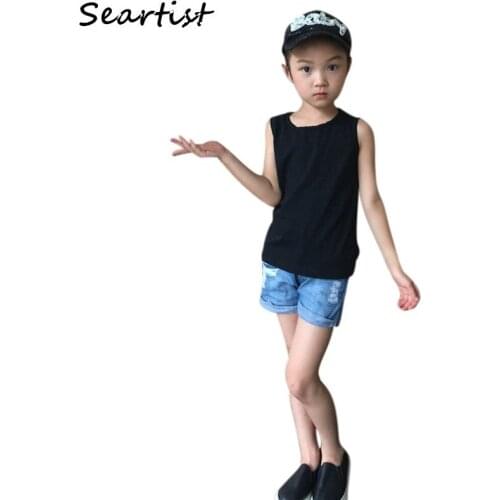 Seartist Kids Tank Tshirt Unisex Sleeveless Plain Black Gray T Shirt Tee Bebes Children Baby Boys Girls Clothes 2021 New 48