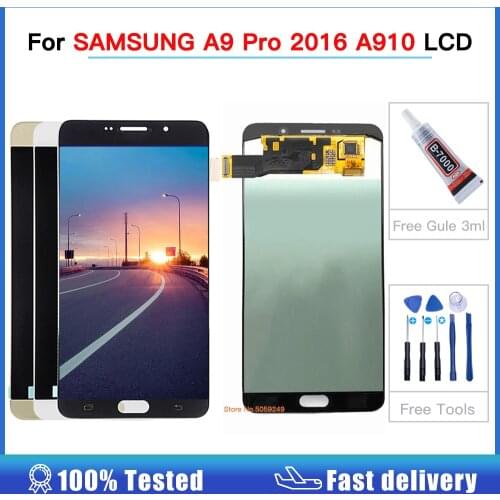 Original AMOLED For SAMSUNG GALAXY A9100 A9 Pro A9 2016 A910F LCD Display Touch Screen Digitizer Assembly A910 LCD 6.0